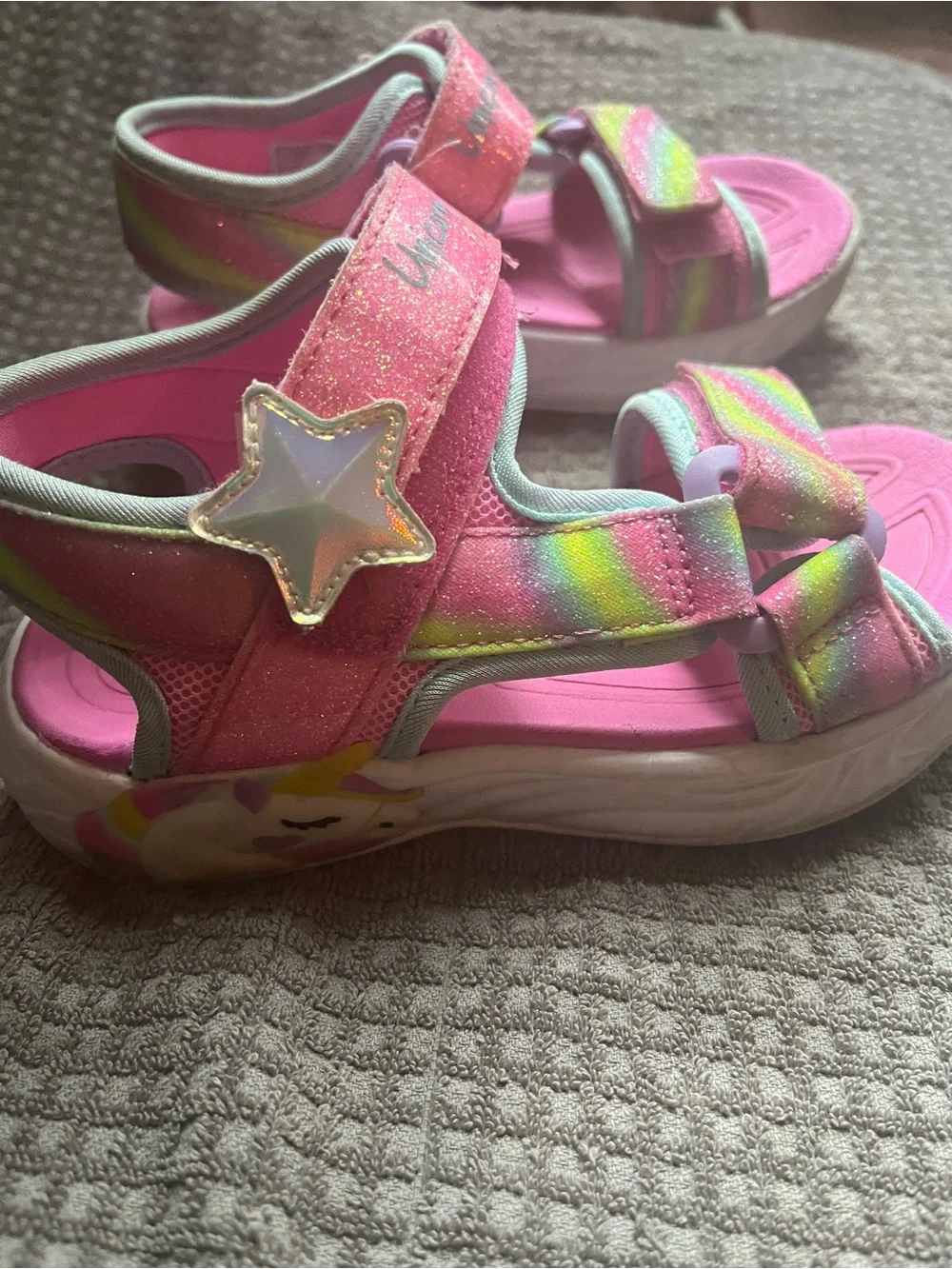 Skechers Kids Pink Glitter Rainbow Strap Sandals